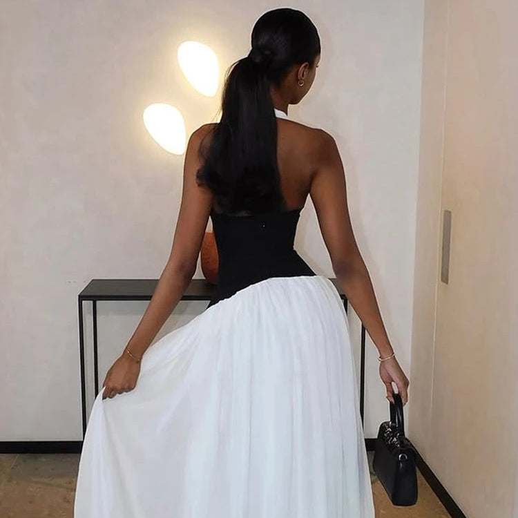 Patchwork Halter Party Dress