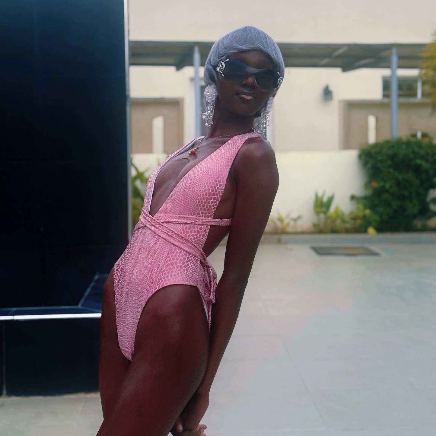 Snakeskin Print One Piece Swimsuit