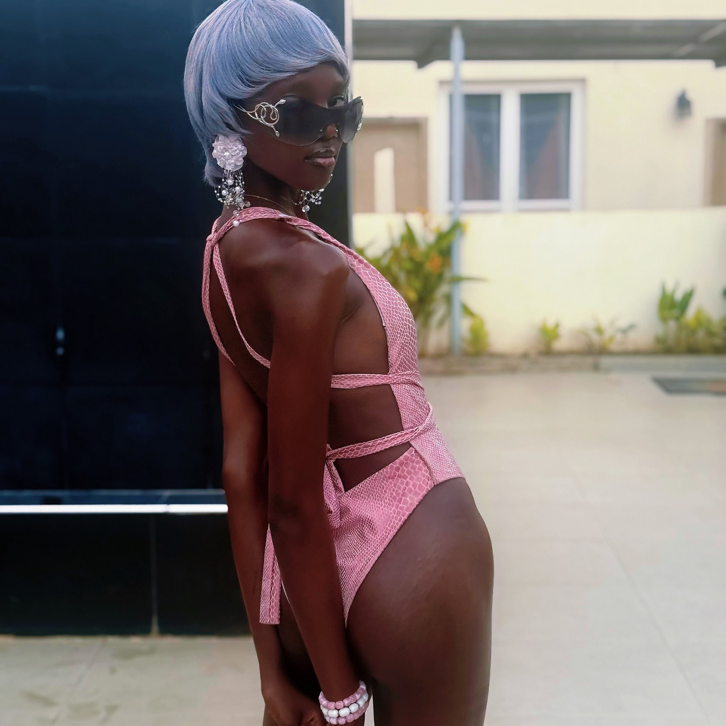 Snakeskin Print One Piece Swimsuit