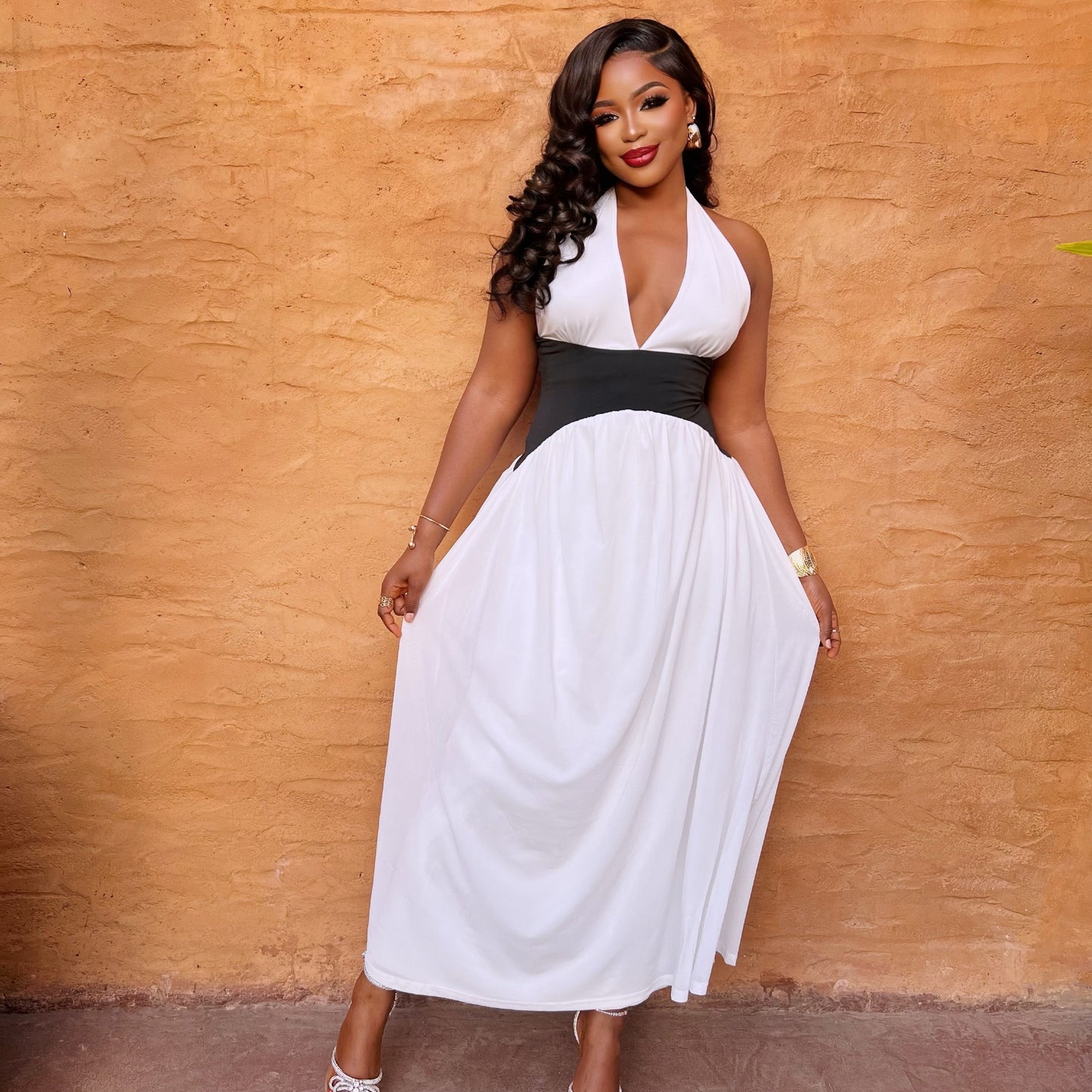 Patchwork Halter Party Dress