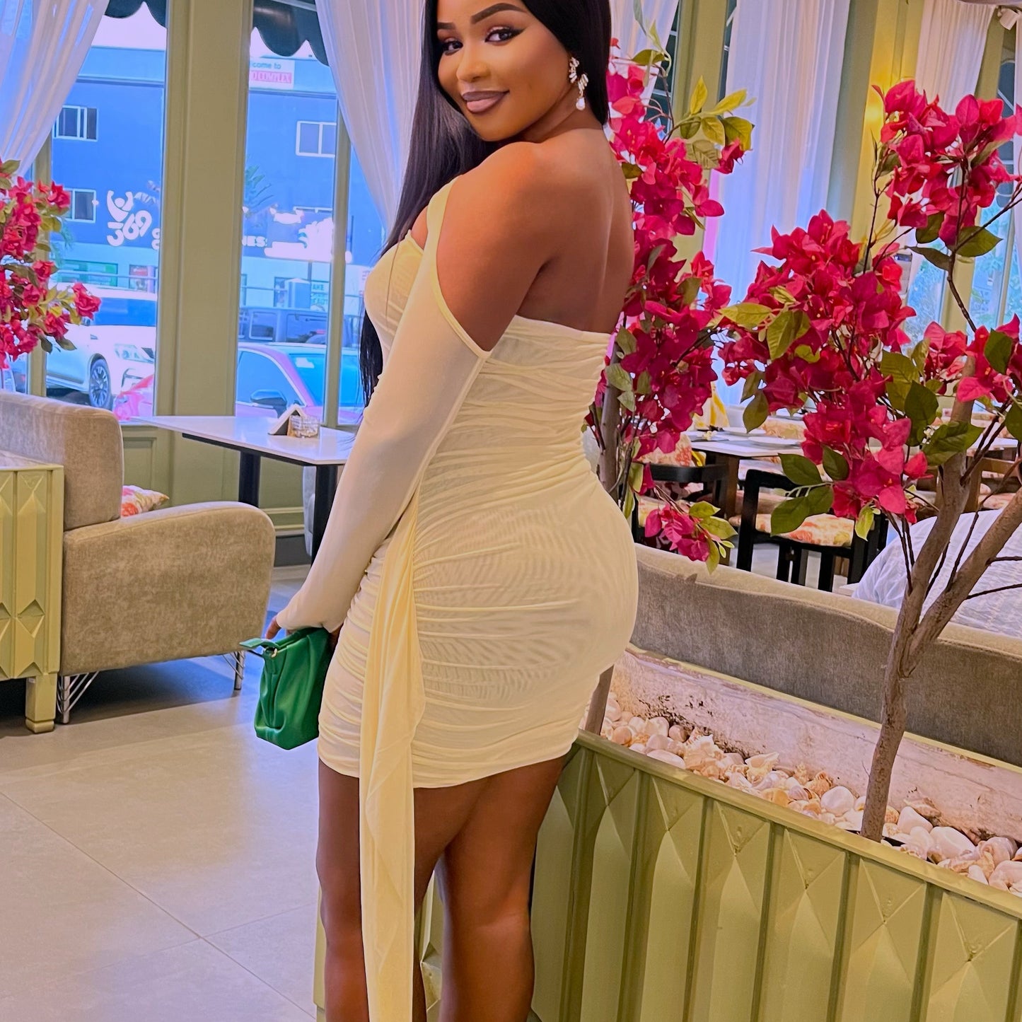 Mesh Strapless Full Sleeve Dress