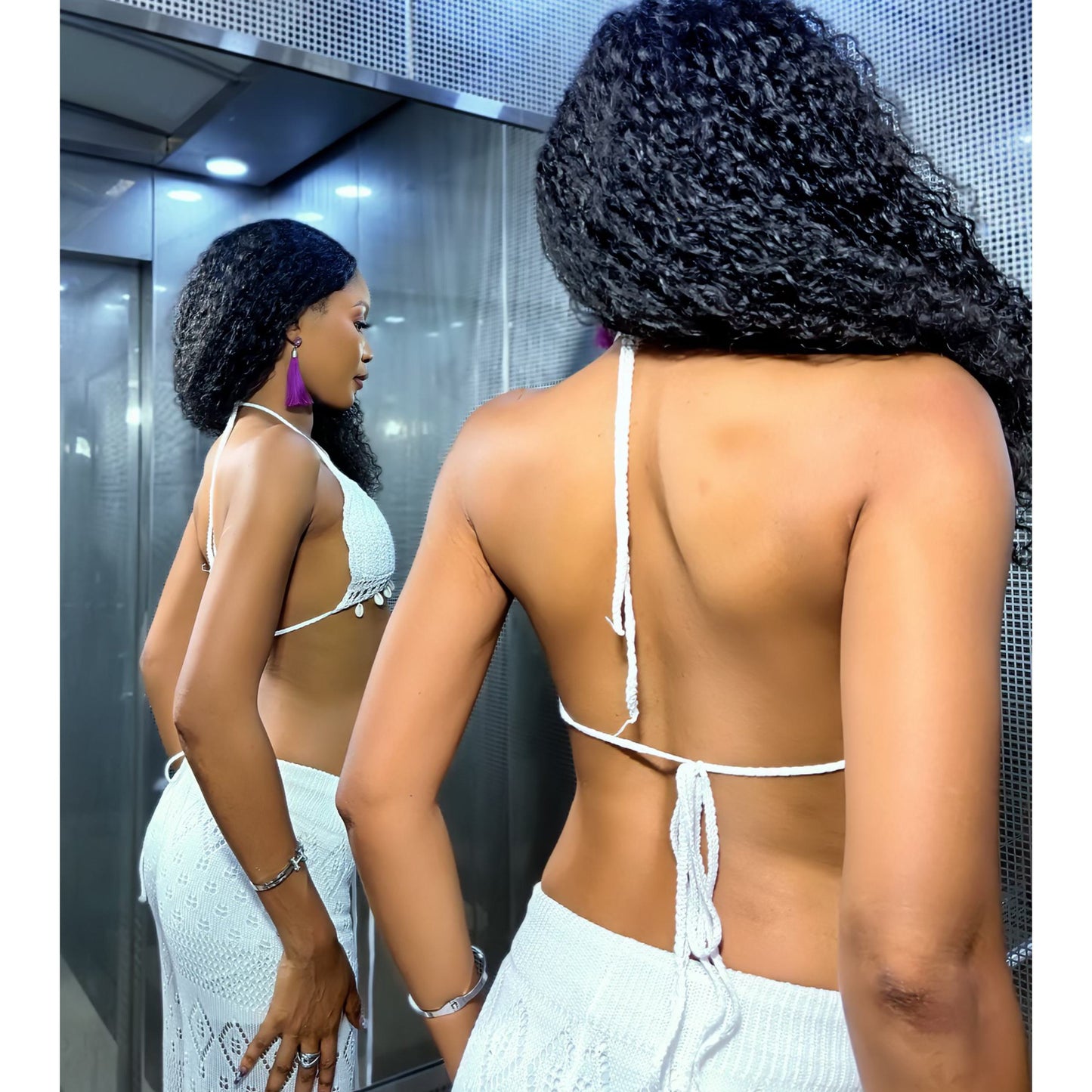 Knitted Top & Wide Leg Long Pant