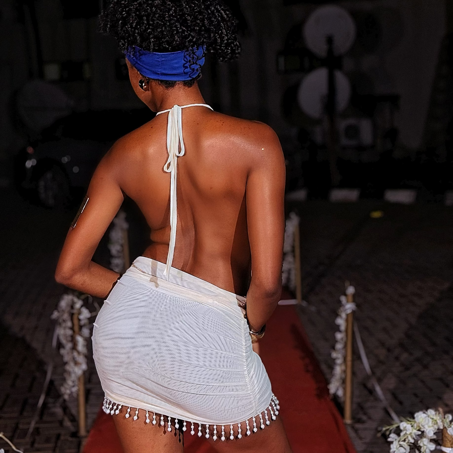 Embellished Halter Mini Dress