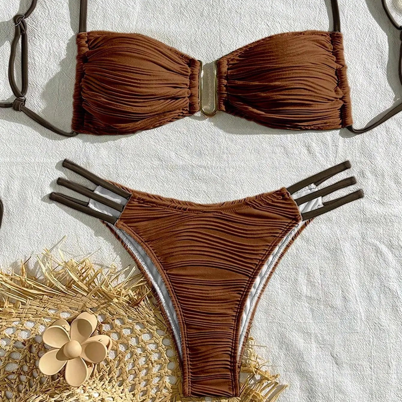Wrinkled Bandeau Bikini