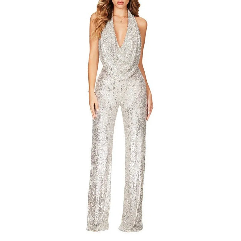 Sequin Wide Leg Party Jumpsuit