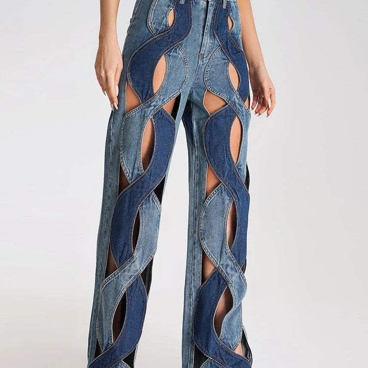 Hollow Out Denim Pant