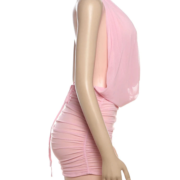 Two Piece Top and Shirring Mini Skirt Set