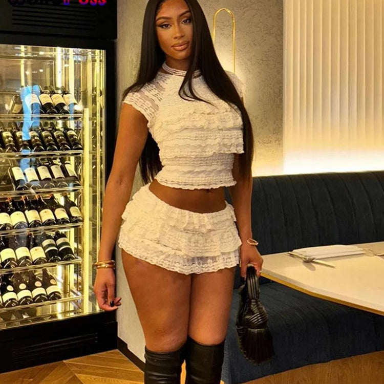 Tierred Ruffled Tank Top and Skirt Set