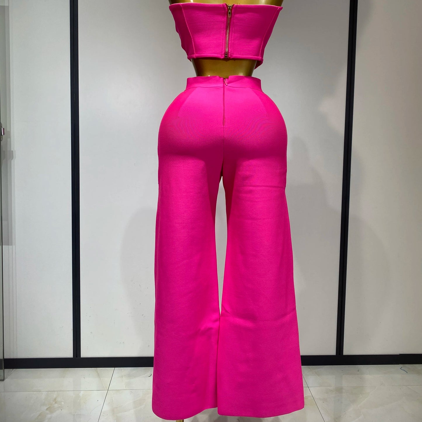 Strapless Top Cut Out Two Piece Diamond Set