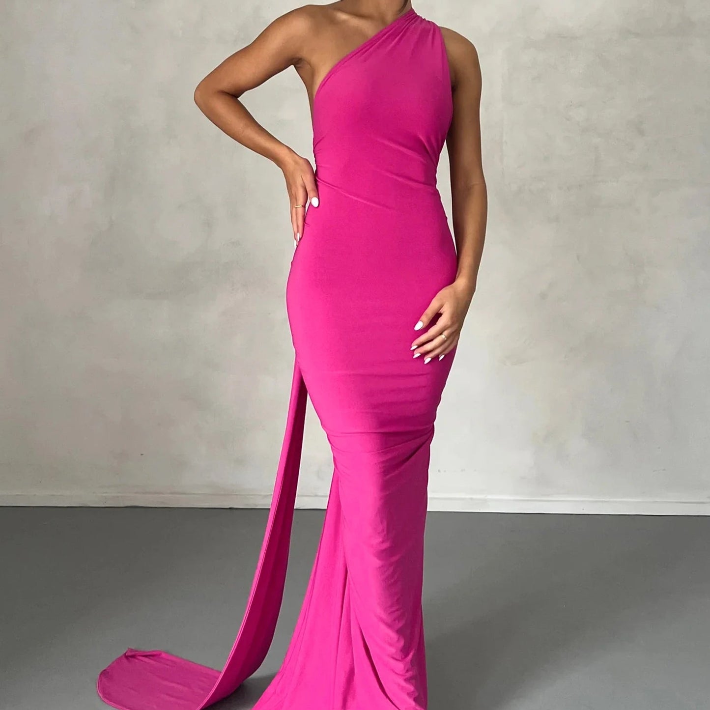 One Shoulder Backless Maxi Dress