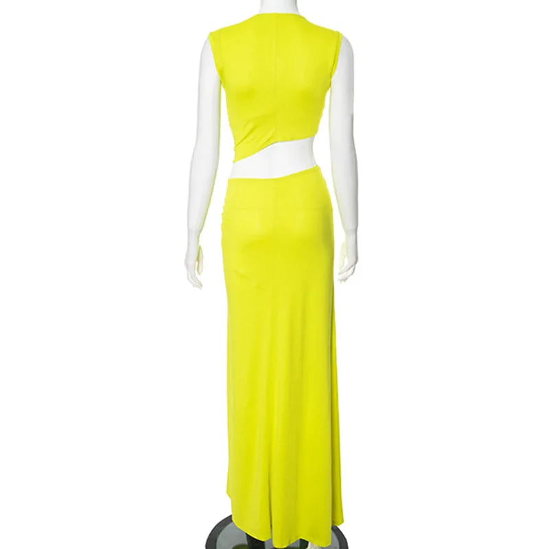 V Neck High Split Maxi Dress