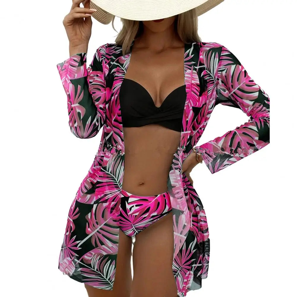 Floral Three Piece Bikini Set