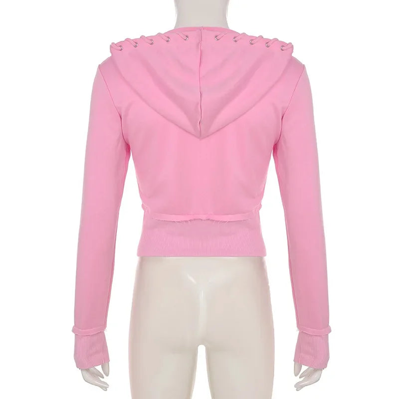 Solid Drawstring Two-Piece Hooded Tracksuit