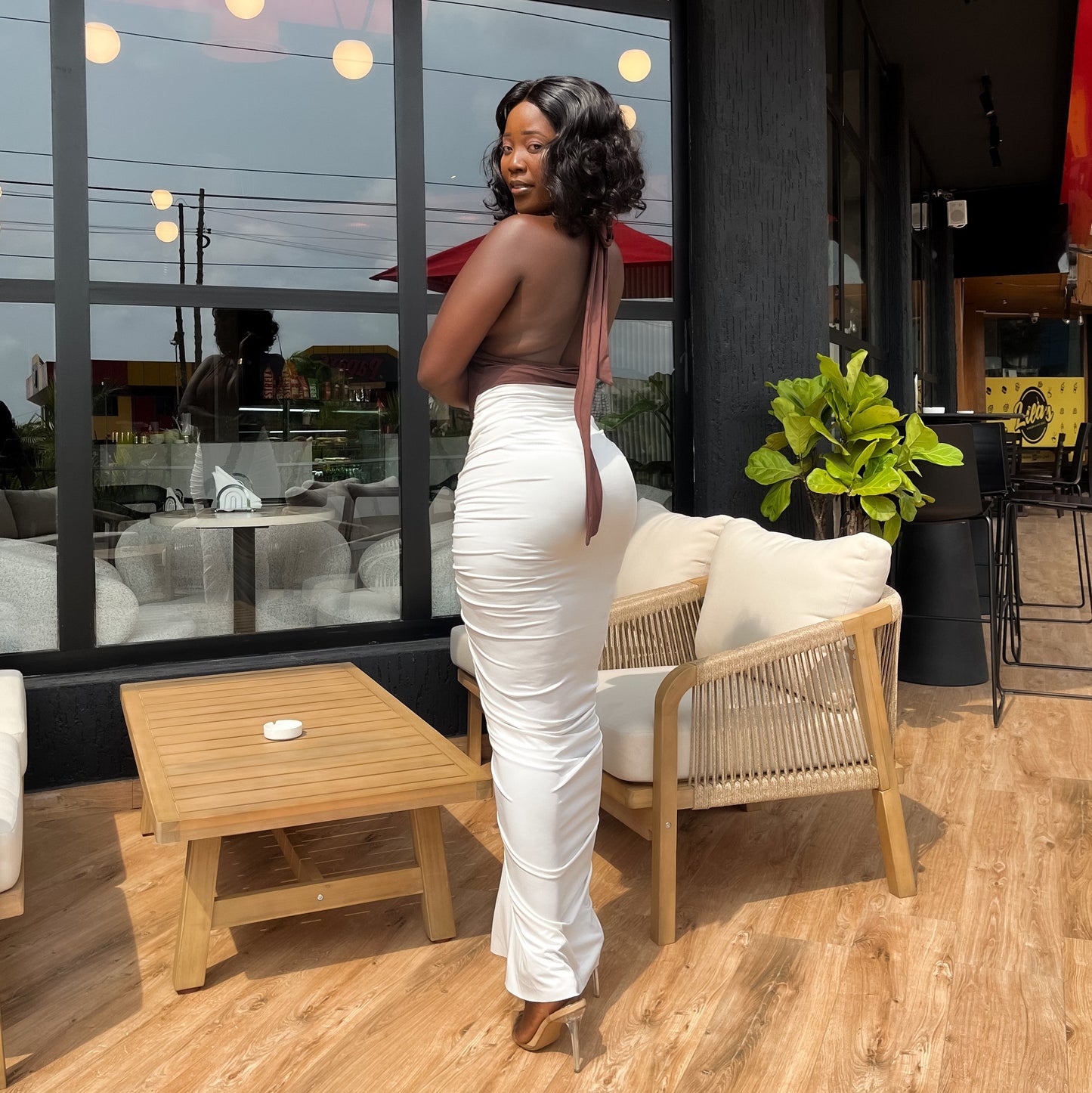 Ruched Patchwork Maxi Dress